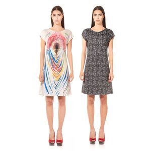 ANIMAPOP Artsy Graphic Floral Watercolor A Line Reversible Double Design Dress S